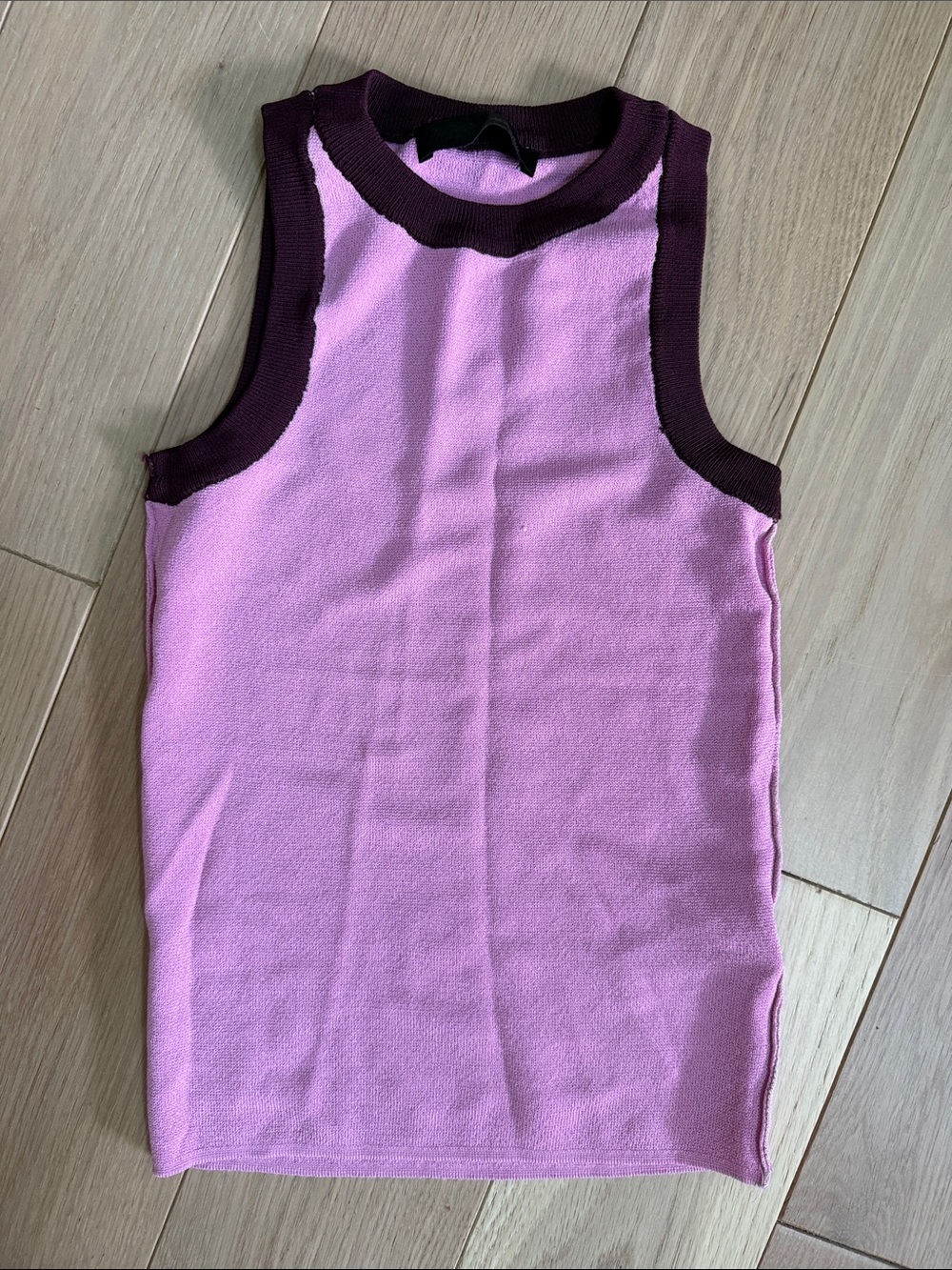 Zara Pink Tank Top with Dark Plum Trim